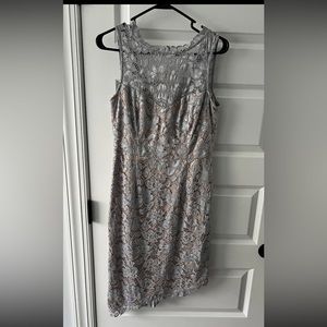 Eliza J Sheath Dress Women SIZE 8 Lace Classy Beautiful ASYMMETRICAL HEM EUC
